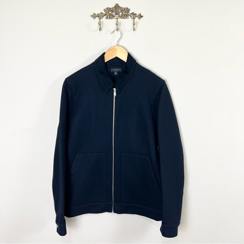 COS Corduroy Collar Wool Blend Jacket in Navy Blue Men's Size Small